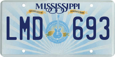 MS license plate LMD693