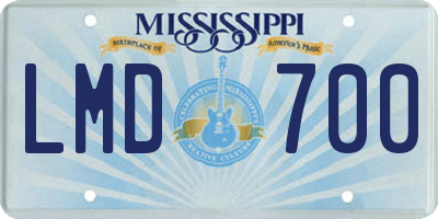 MS license plate LMD700