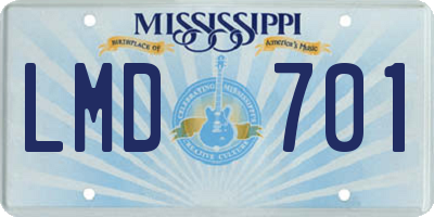 MS license plate LMD701