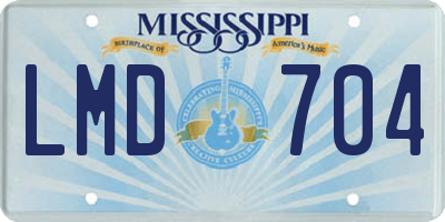 MS license plate LMD704