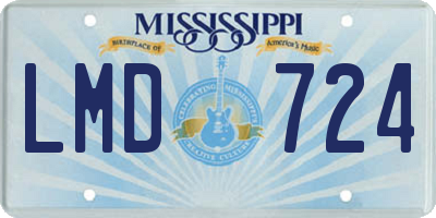 MS license plate LMD724