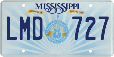 MS license plate LMD727