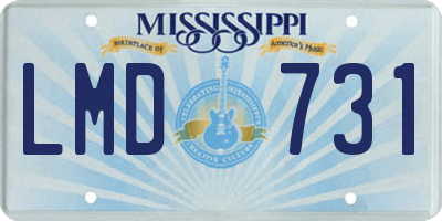 MS license plate LMD731
