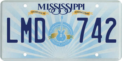 MS license plate LMD742