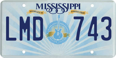 MS license plate LMD743