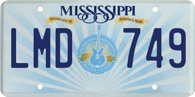 MS license plate LMD749