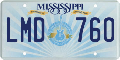 MS license plate LMD760