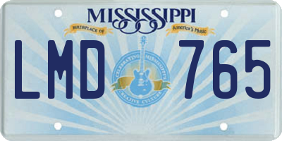 MS license plate LMD765