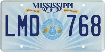 MS license plate LMD768
