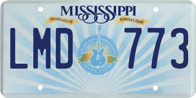MS license plate LMD773