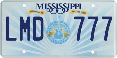 MS license plate LMD777