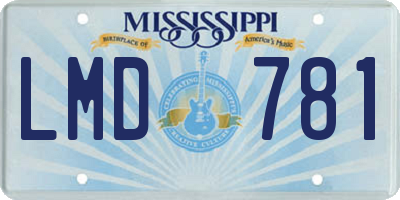 MS license plate LMD781