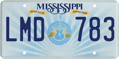 MS license plate LMD783