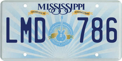 MS license plate LMD786