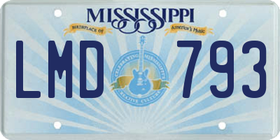 MS license plate LMD793