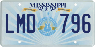 MS license plate LMD796