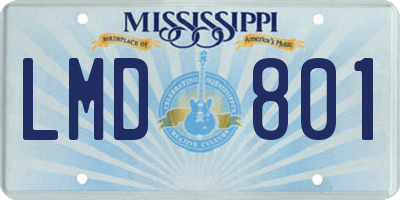 MS license plate LMD801