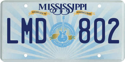 MS license plate LMD802
