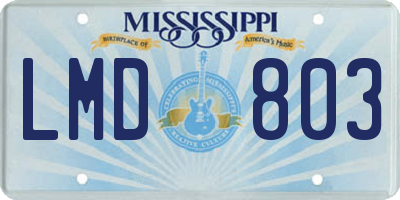 MS license plate LMD803