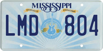 MS license plate LMD804
