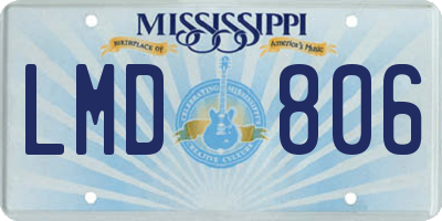 MS license plate LMD806