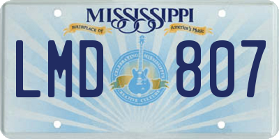 MS license plate LMD807