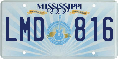 MS license plate LMD816