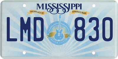 MS license plate LMD830