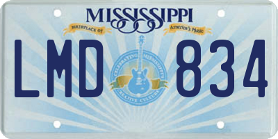 MS license plate LMD834