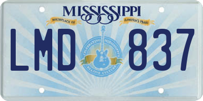 MS license plate LMD837
