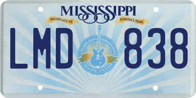 MS license plate LMD838