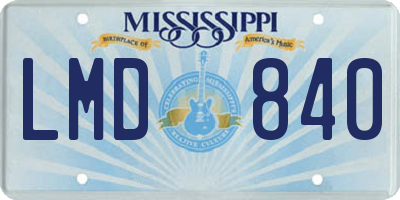 MS license plate LMD840