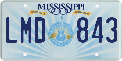 MS license plate LMD843