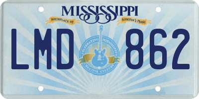 MS license plate LMD862