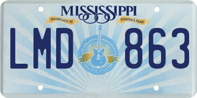 MS license plate LMD863