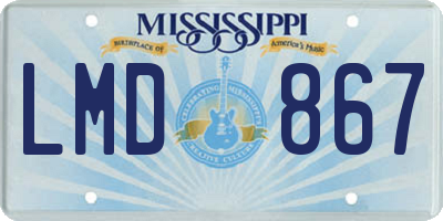 MS license plate LMD867
