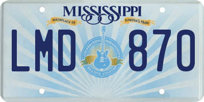 MS license plate LMD870