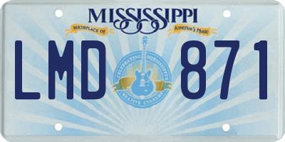 MS license plate LMD871