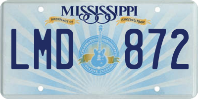 MS license plate LMD872