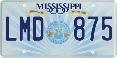 MS license plate LMD875