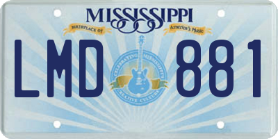 MS license plate LMD881