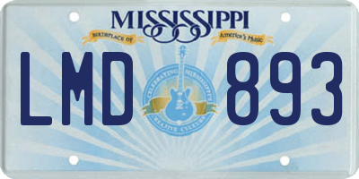 MS license plate LMD893