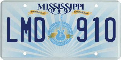 MS license plate LMD910