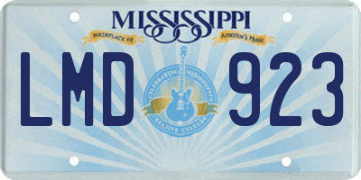 MS license plate LMD923