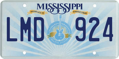 MS license plate LMD924