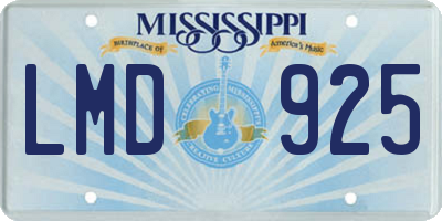 MS license plate LMD925