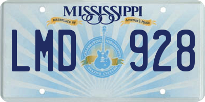MS license plate LMD928