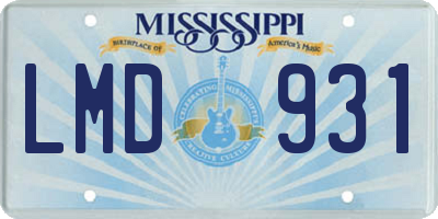 MS license plate LMD931
