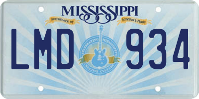 MS license plate LMD934