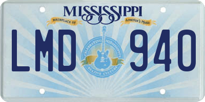 MS license plate LMD940